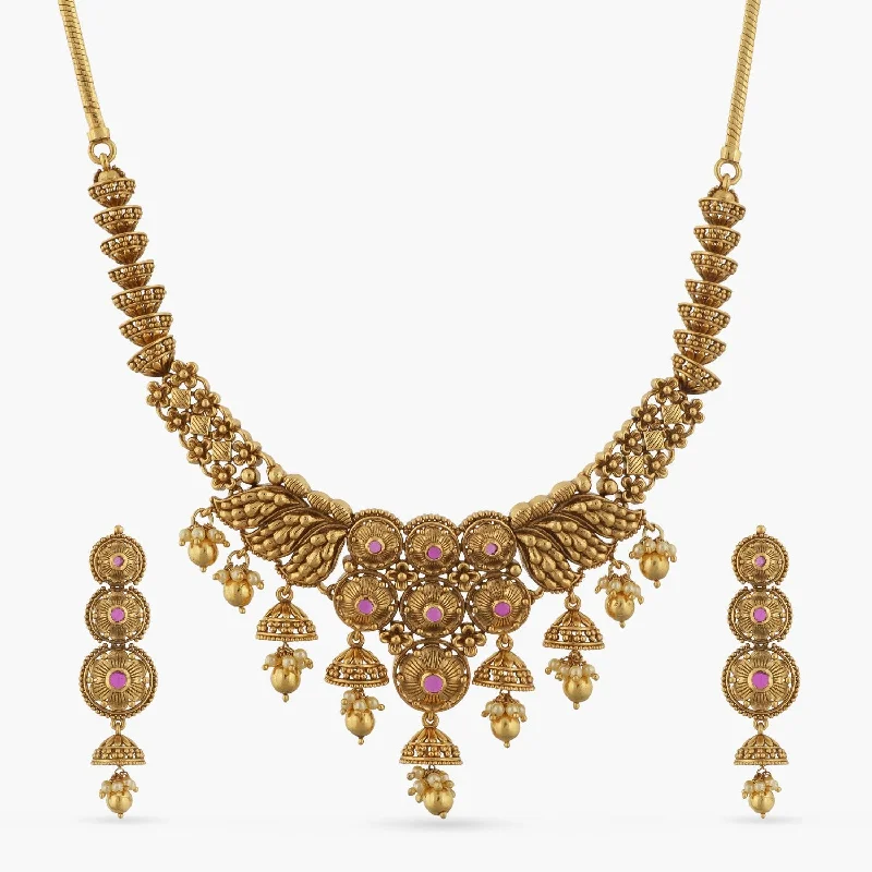 gold engagement ring vintage Swara Classic Jhumki Silver Necklace Set