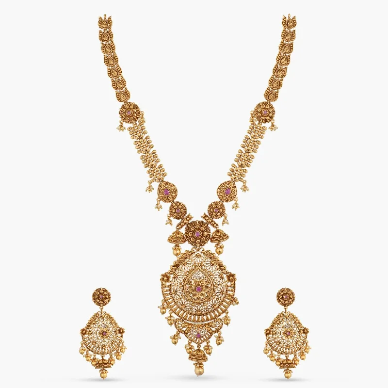 cute cat charm bracelet Swara Floral Jhumki Statement Long Necklace Set