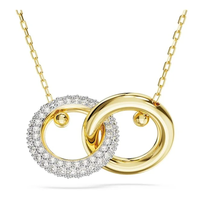 gold medallion pendant necklace Swarovski Dextera Interlocking Loop Necklace