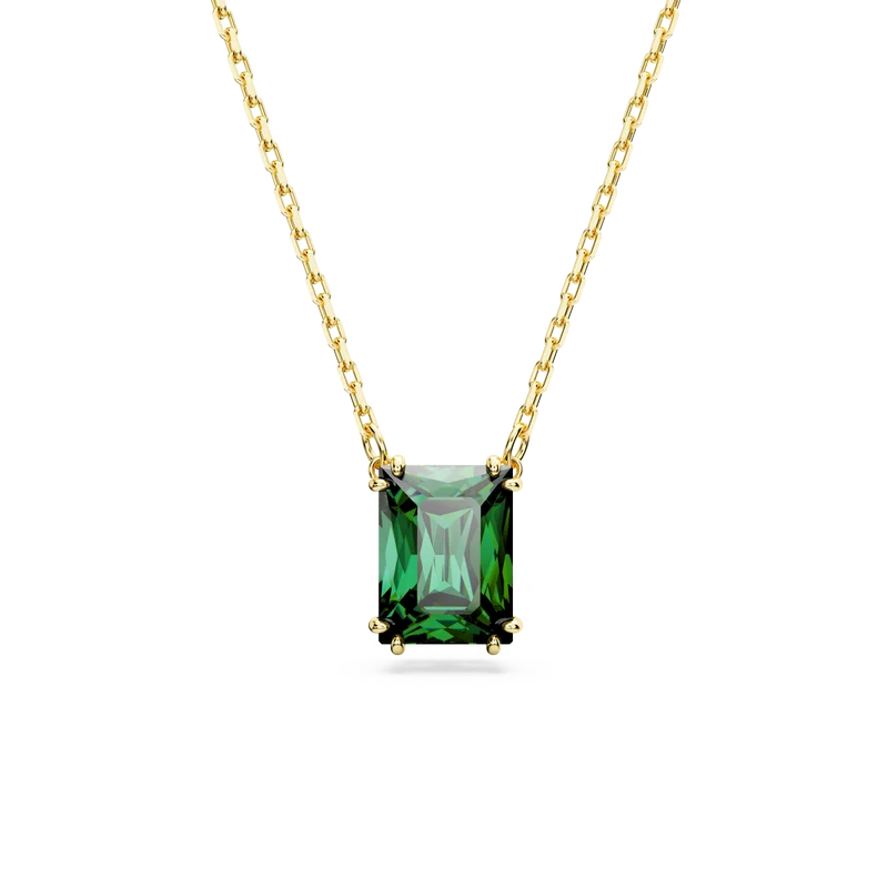 gold engagement ring vintage Swarovski Matrix Gold Tone Green Crystal Necklace