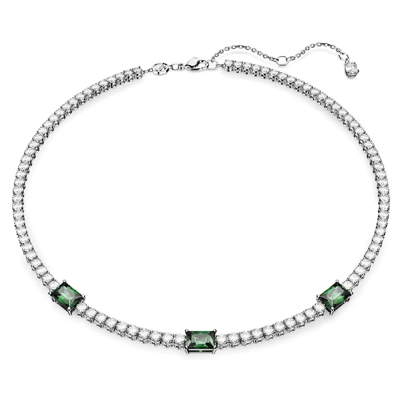 unique crystal bar necklace Swarovski Matrix Green Tennis Necklace