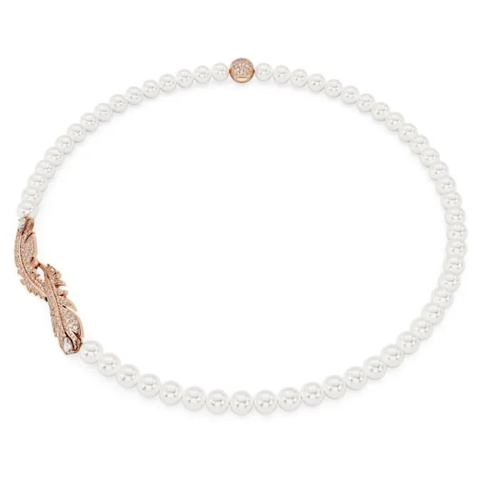 round-cut blue sapphire earrings Swarovski Feathers and Pearls Rose Gold-Tone Necklace round-cut blue sapphire earrings Swarovski Feathers and Pearls Rose Gold-Tone Necklace