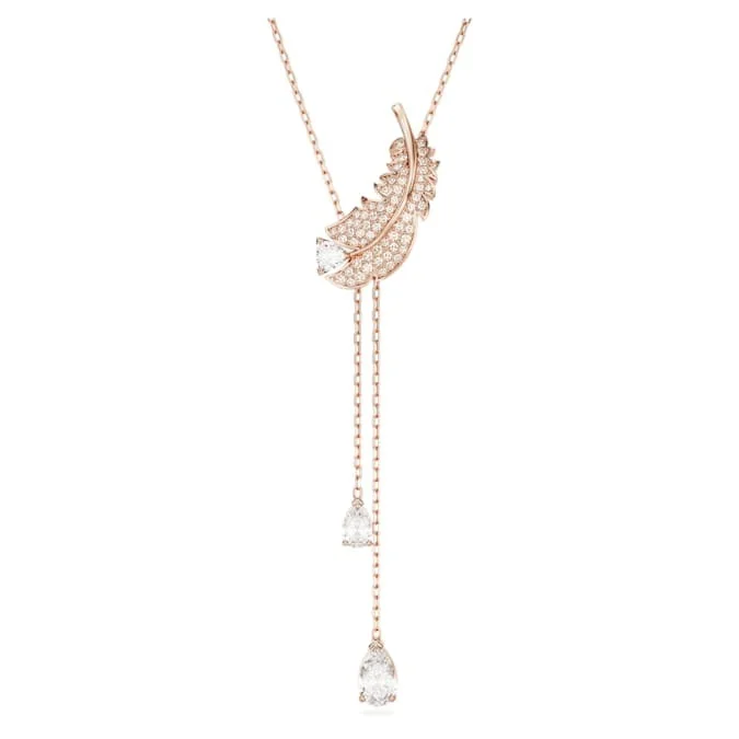 gold wedding band for men Swarovski Rose Gold Tone Feather Necklace
