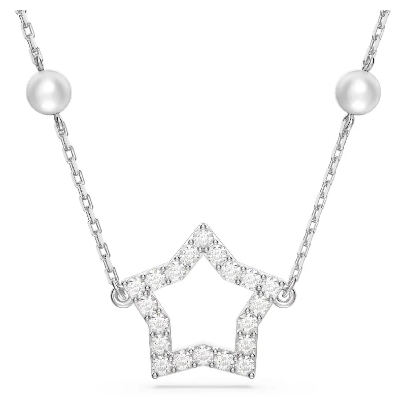 hammered sterling silver band Swarovski Stella Necklace