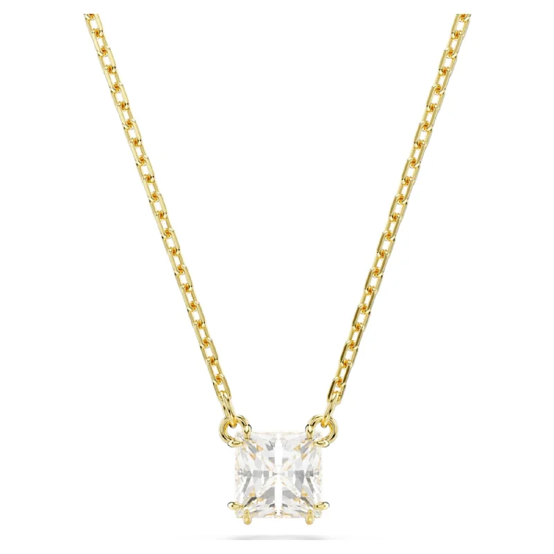 bold statement cuff bracelet Swarovski Stilla Gold Plated Square Necklace