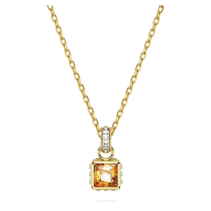 gold plated Cuban link chain Swarovski Stilla Necklace