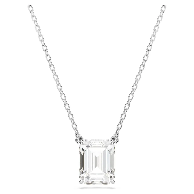 tiny opal stud earrings Swarovski Stilla Square Necklace