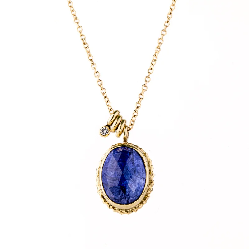 simple sapphire wedding band Tanzanite Ruffled Edge Necklace