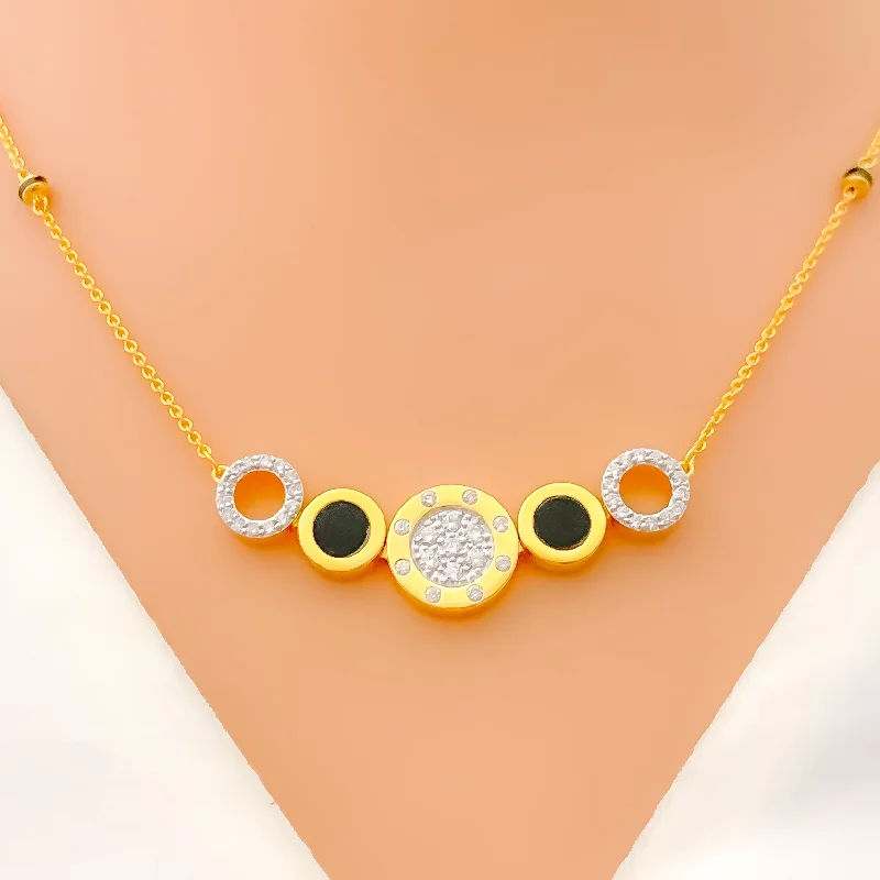 hammered gold disc necklace Timeless Radiant Diamond + 18k Gold Mangal Sutra