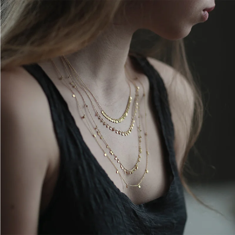 dainty gold chain ring TINY DOTS ARC NECKLACE