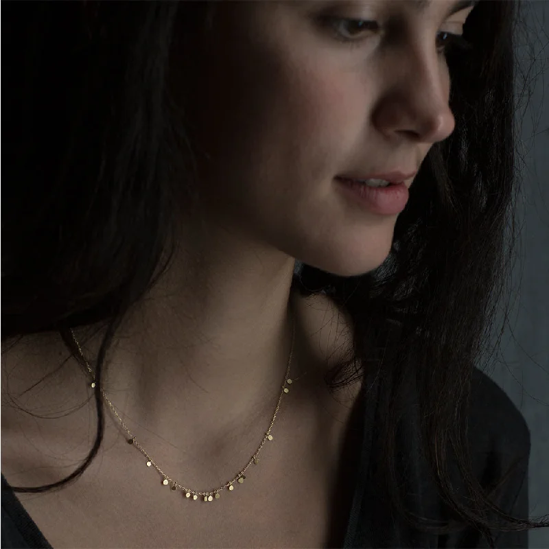 minimalist gold square earrings TINY RANDOM DOTS NECKLACE