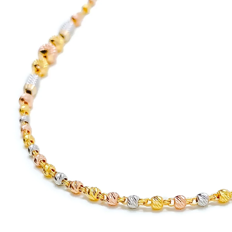 Trendy Long Barrel 22k Gold Long Necklace - 26"