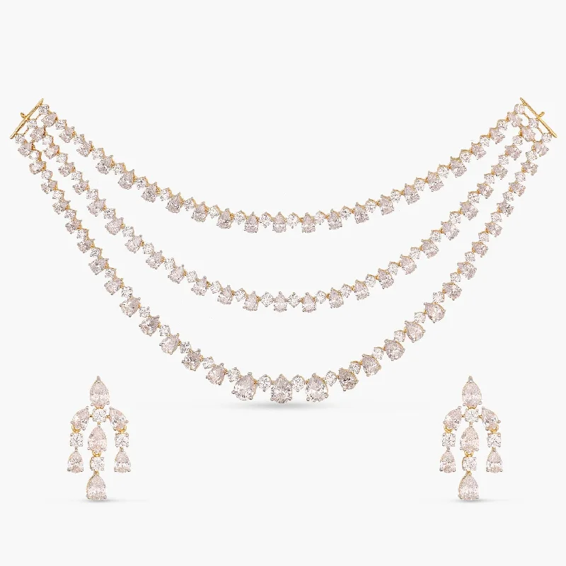 butterfly charm bracelet delicate Trisha Layered CZ Necklace Set