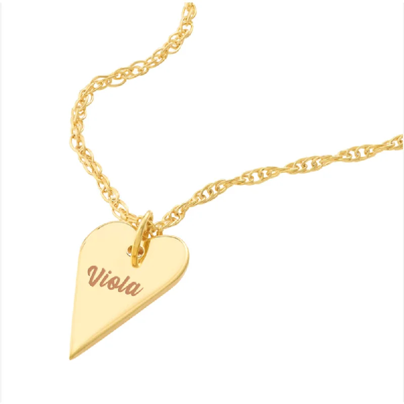 silver moon phase pendant TRUE LOVE ELONGATED HEART ENGRAVABLE NECKLACE