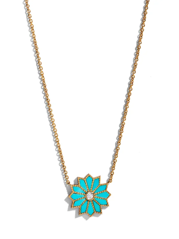 natural amethyst necklace Turquoise & Diamond Mini Sacred Flower Necklace