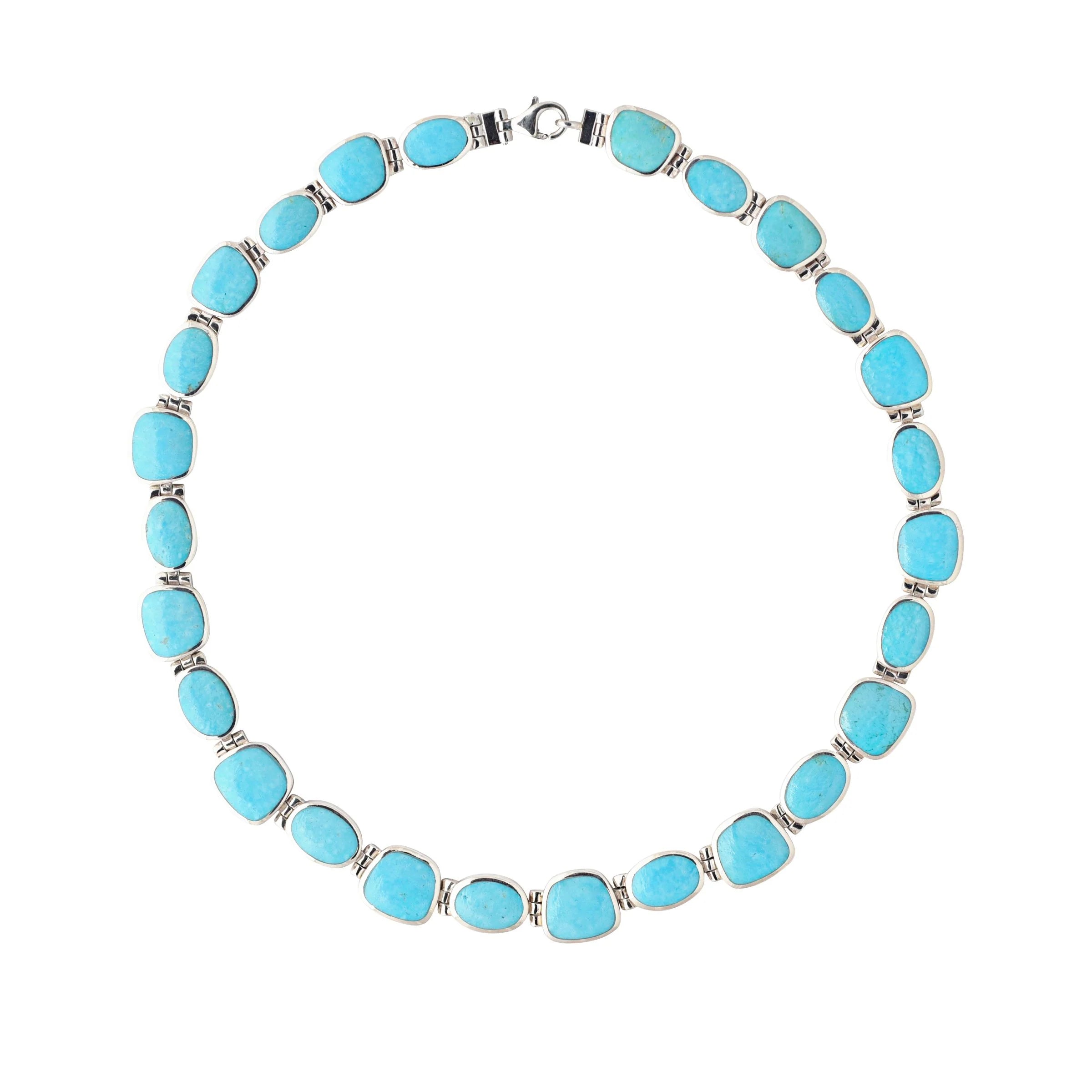sterling silver lotus ring Turquoise Large Tennis Necklace