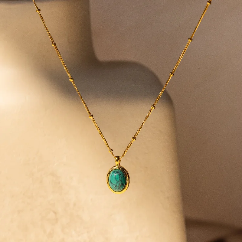 dainty gemstone choker necklace Turquoise Pendant Necklace