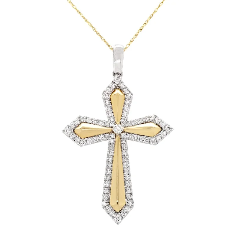 chunky chain necklace trendy TWO-TONE GOLD CROSS PENDANT WITH 77 DIAMONDS, 1/2 CT TW chunky chain necklace trendy TWO-TONE GOLD CROSS PENDANT WITH 77 DIAMONDS, 1/2 CT TW