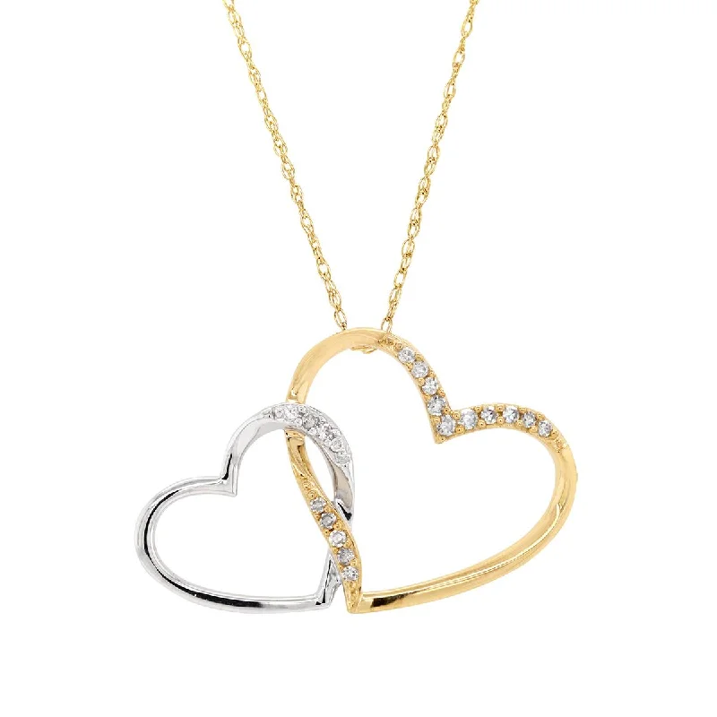 custom nameplate bracelet silver TWO-TONE GOLD DIAMOND DOUBLE HEART PENDANT NECKLACE, .08 CT TW custom nameplate bracelet silver TWO-TONE GOLD DIAMOND DOUBLE HEART PENDANT NECKLACE, .08 CT TW