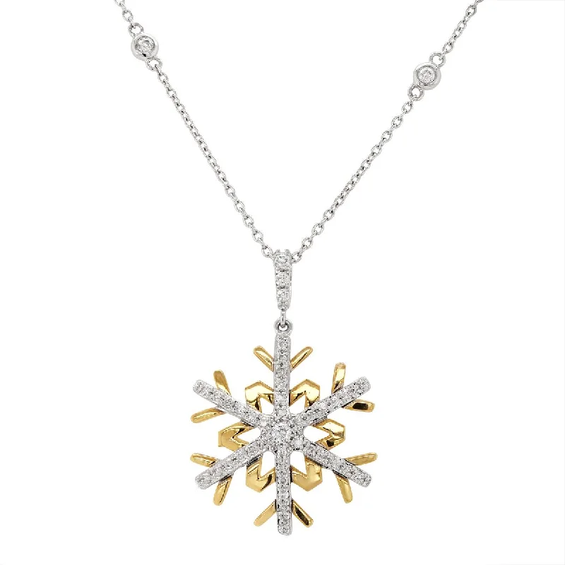 real opal ring for women TWO-TONE GOLD DIAMOND SNOWFLAKE NECKLACE, .34 CT TW