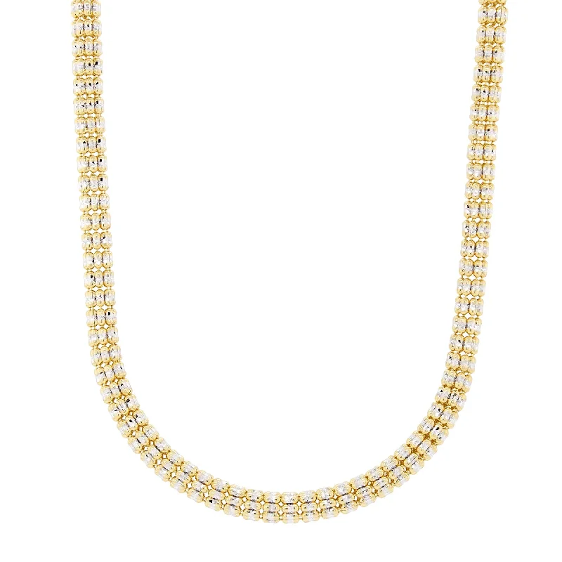 gold wedding band for men TWO-TONE GOLD ICED DIAMOND CUT CHAIN, 4.25MM