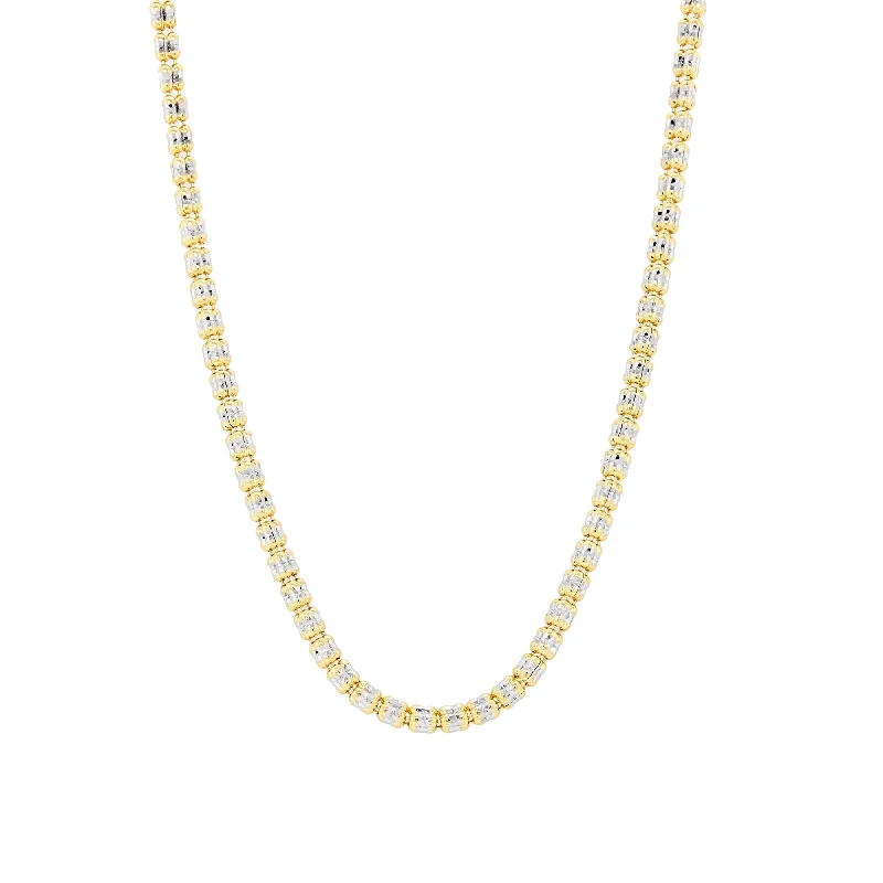 boho gemstone anklet TWO-TONE GOLD ICED DIAMOND CUT SPARKLE NECKLACE, 2.74MM