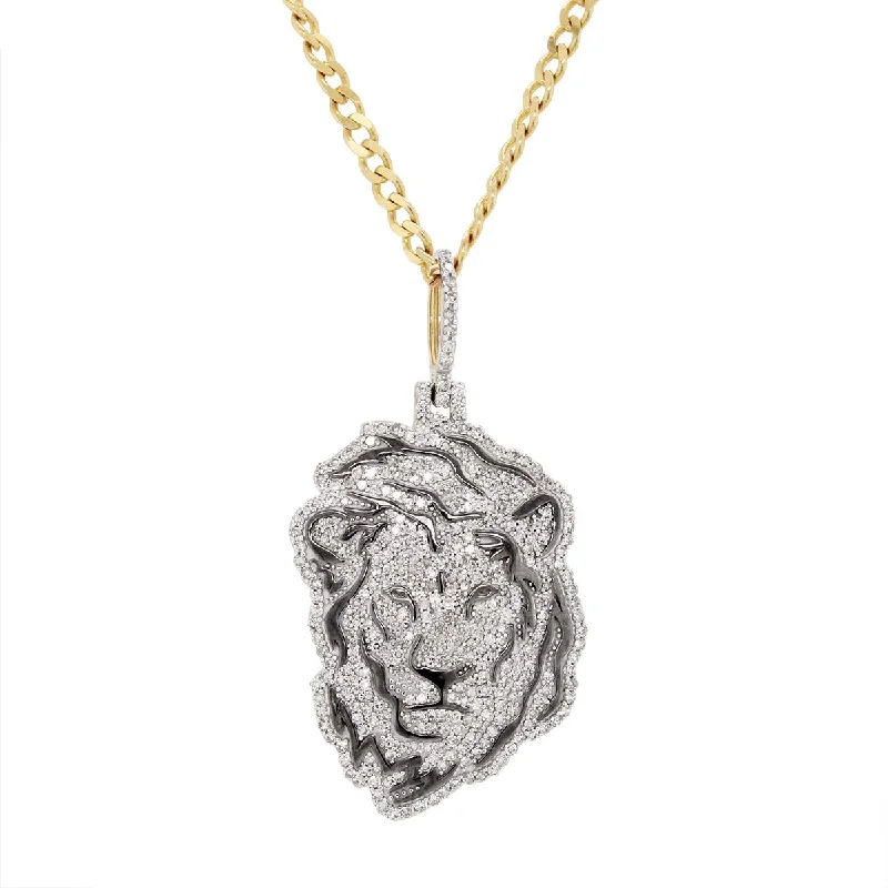 real smoky quartz pendant TWO-TONE GOLD LION FACE CHARM PENDANT WITH DIAMONDS, 2 1/4 CT TW real smoky quartz pendant TWO-TONE GOLD LION FACE CHARM PENDANT WITH DIAMONDS, 2 1/4 CT TW