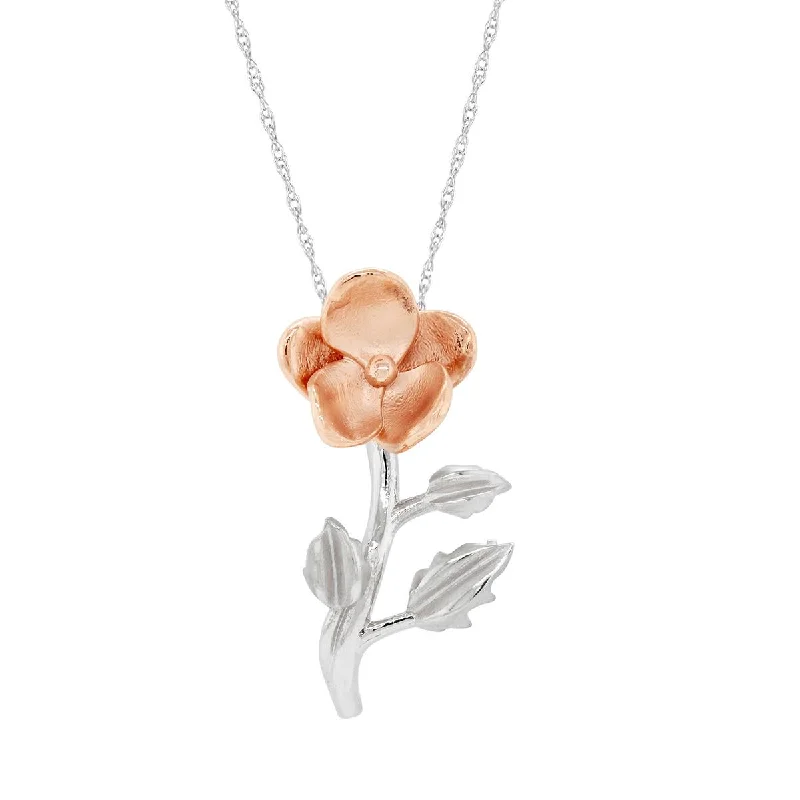 minimalist pearl pendant necklace TWO-TONE GOLD VIOLET FLOWER PENDANT
