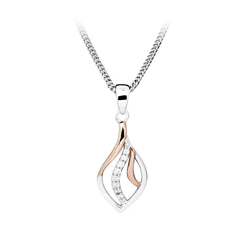 chunky silver hoop earrings Casablanca Rose Gold Swirl Drop Necklace