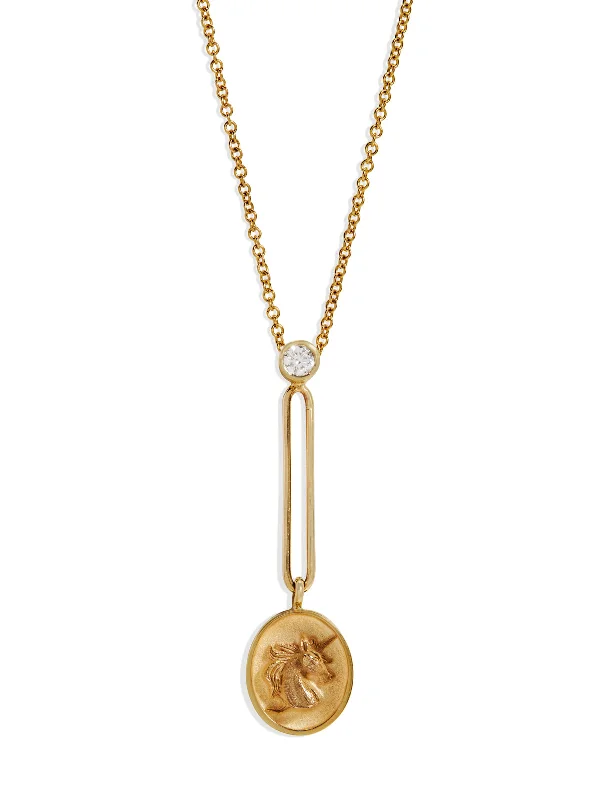 emerald-cut aquamarine necklace Unicorn Fantasy Signet Yellow Gold Pendant Necklace emerald-cut aquamarine necklace Unicorn Fantasy Signet Yellow Gold Pendant Necklace