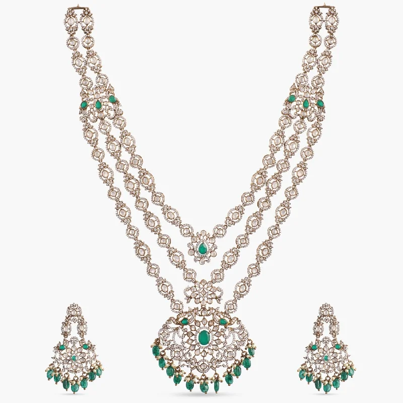 gold choker necklace simple Unnati Moissanite Silver Necklace Set