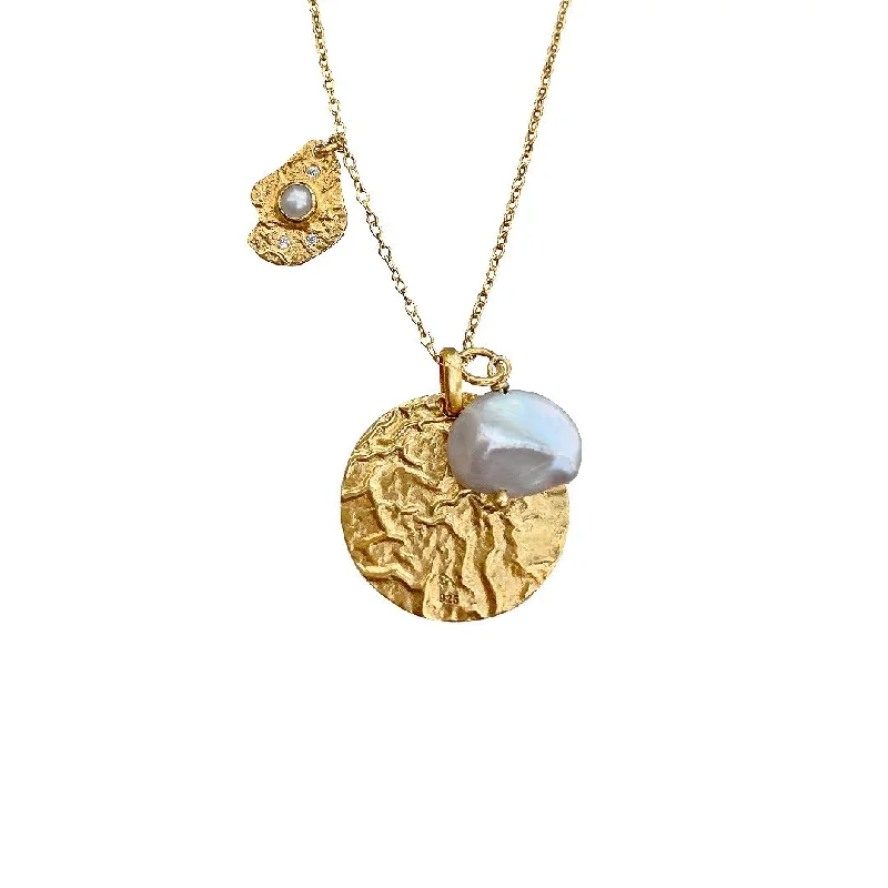 handmade gemstone anklet boho Lucky Teardrops Gold Plated Necklace w. Pearls