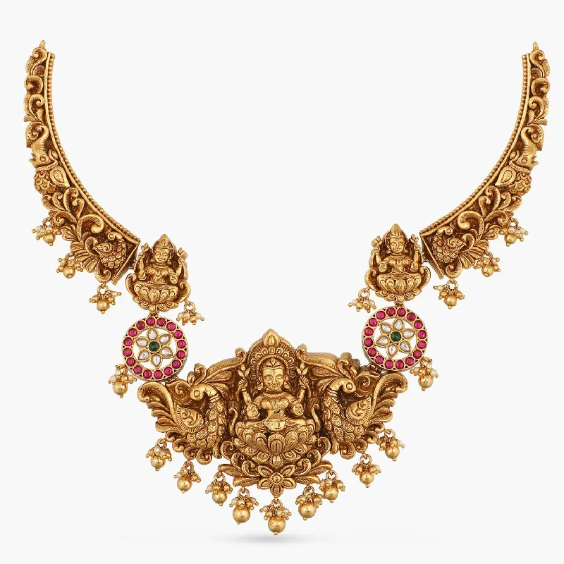 vintage-inspired gold locket Videhi Antique Nakshi Hasli Silver Necklace