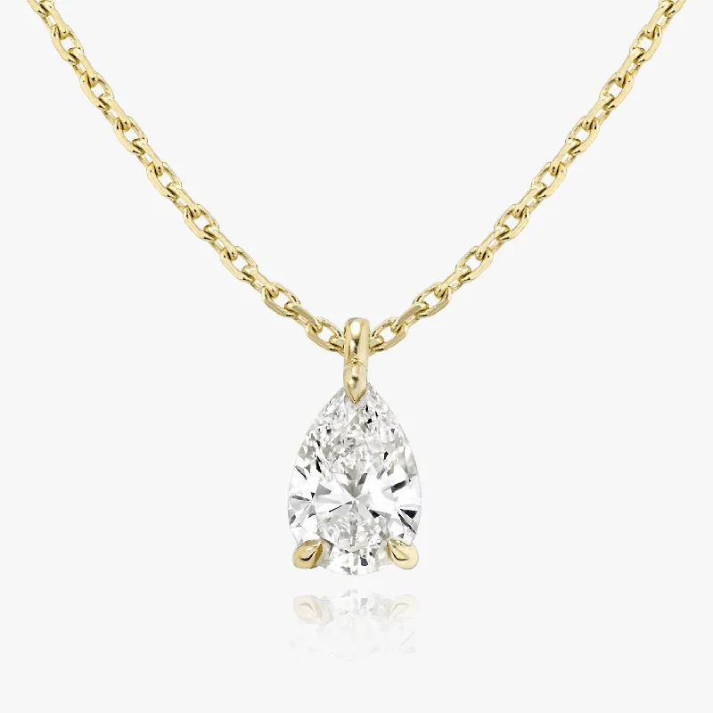dainty silver hamsa bracelet Solitaire Pear 14K Gold Necklace w. Lab-Grown Diamond