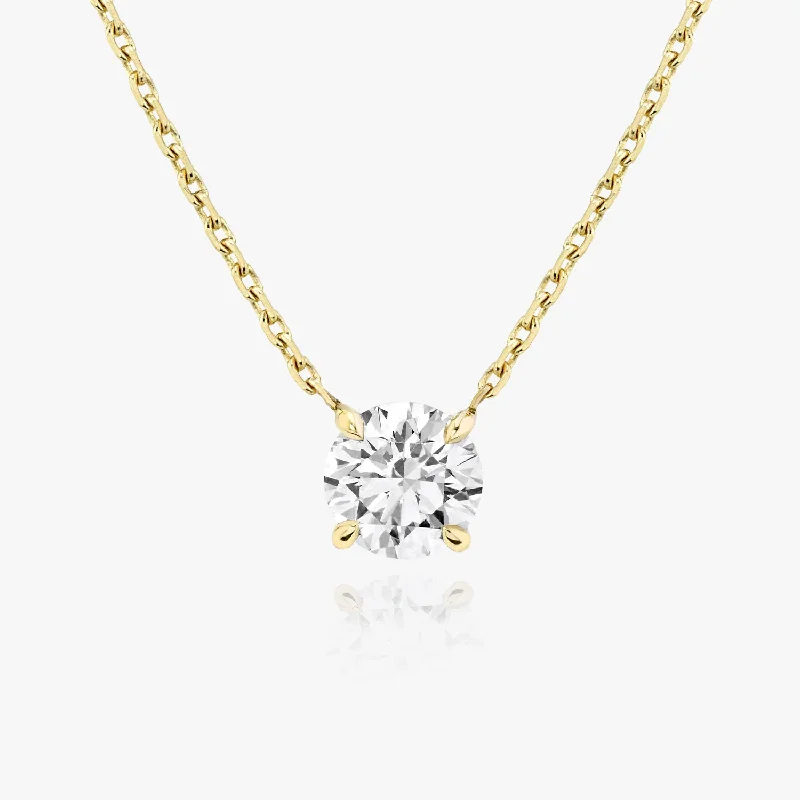 double-layered choker necklace Solitaire Round Brilliant 14K Gold Necklace w. Lab-Grown Diamond double-layered choker necklace Solitaire Round Brilliant 14K Gold Necklace w. Lab-Grown Diamond
