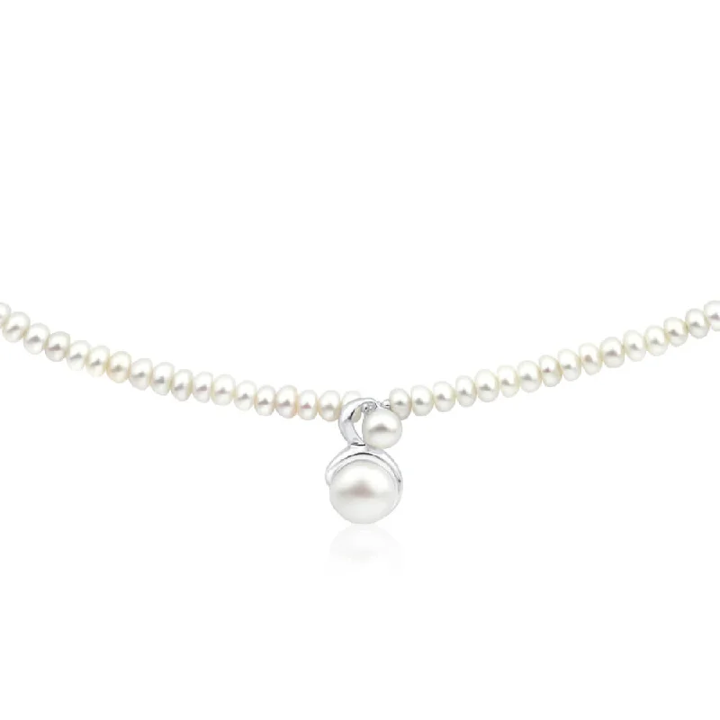 personalized gold bar necklace White Freshwater Clasp Pearl Necklace