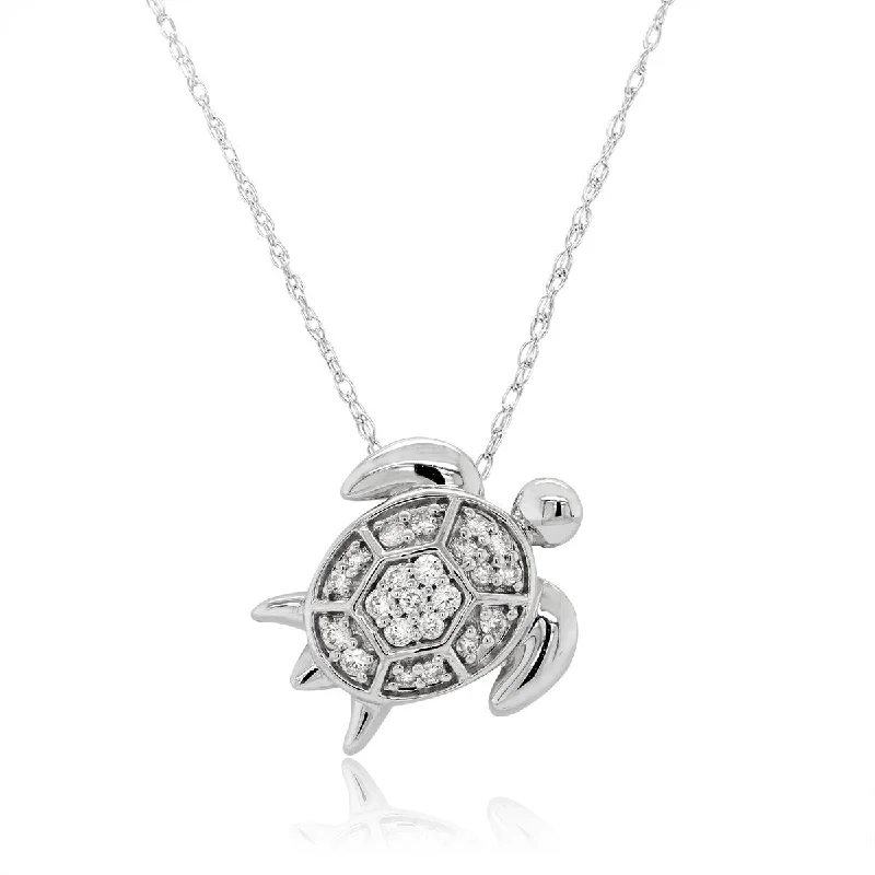 men’s black titanium ring WHITE GOLD AND DIAMOND TURTLE NECKLACE, .15 CT TW