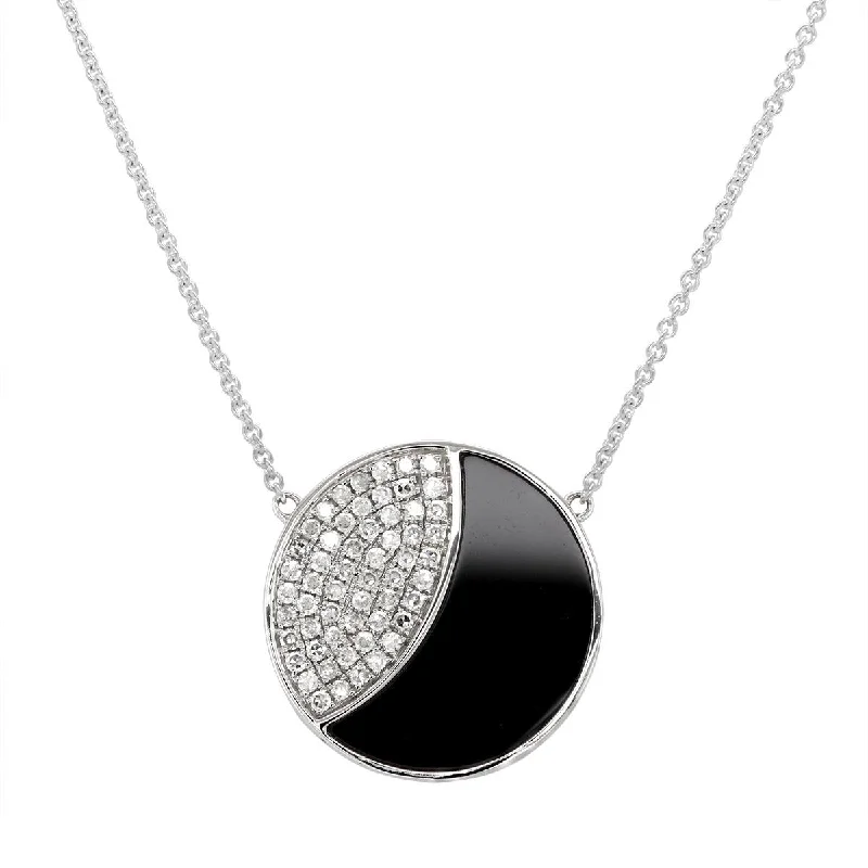 classic cubic zirconia pendant WHITE GOLD BLACK ONYX AND DIAMOND CIRCLE PENDANT NECKLACE, .30 CT TW classic cubic zirconia pendant WHITE GOLD BLACK ONYX AND DIAMOND CIRCLE PENDANT NECKLACE, .30 CT TW