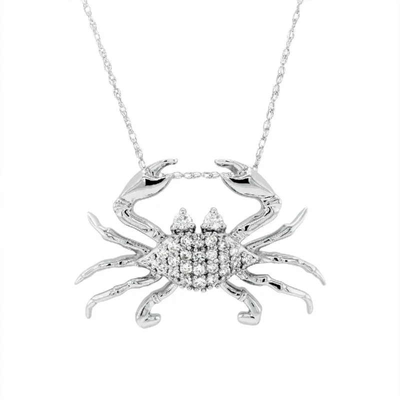 sterling silver arrow ring WHITE GOLD CRAB PENDANT WITH DIAMONDS, .15 CT TW