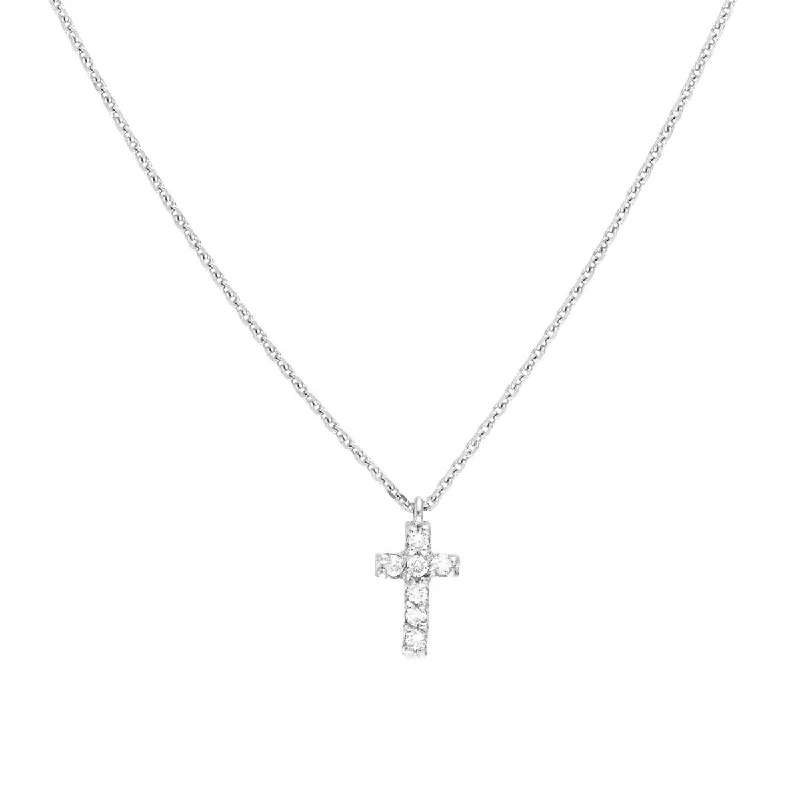 dainty gold chain ring WHITE GOLD CROSS PENDANT WITH DIAMONDS, 1/15 CT TW
