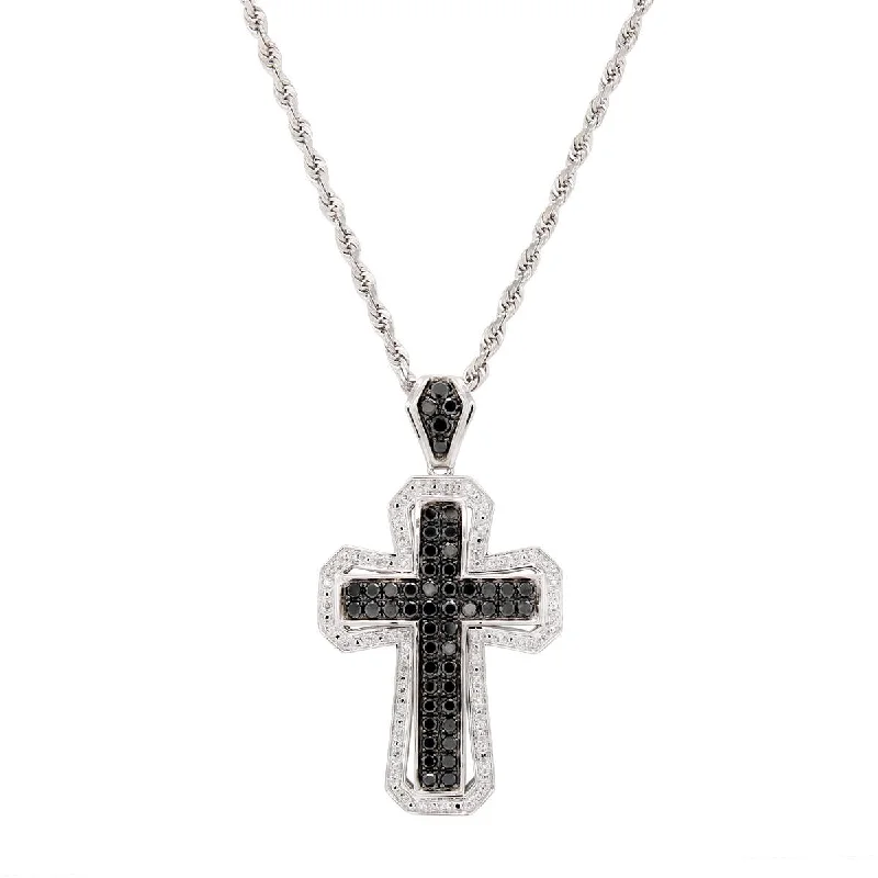 antique filigree wedding band WHITE GOLD CROSS PENDANT WITH WHITE AND BLACK DIAMONDS, 1.30 CT TW antique filigree wedding band WHITE GOLD CROSS PENDANT WITH WHITE AND BLACK DIAMONDS, 1.30 CT TW