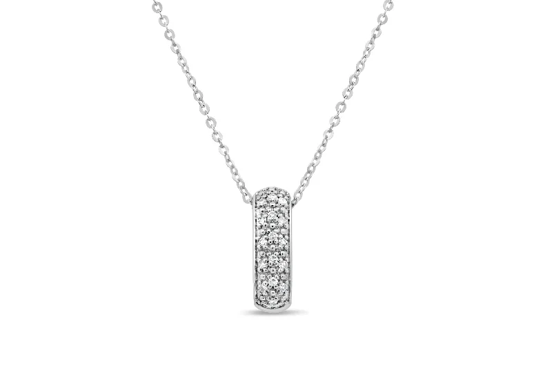 hand-stamped coordinates bracelet White Gold & Diamond Pave Necklace