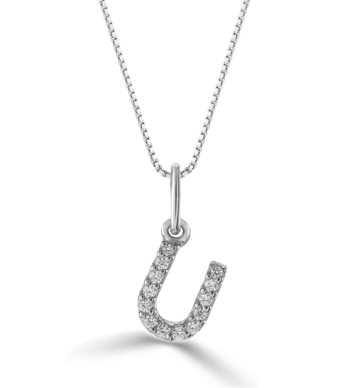 classic diamond solitaire necklace White Gold Diamond Necklace: U