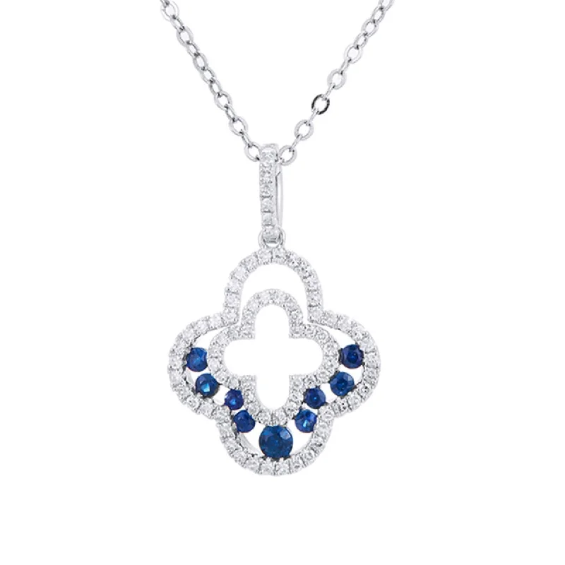 dainty sapphire gemstone bracelet WHITE GOLD FOUR LEAF CLOVER PENDANT WITH SAPPHIRES AND DIAMONDS, .50 CT TW dainty sapphire gemstone bracelet WHITE GOLD FOUR LEAF CLOVER PENDANT WITH SAPPHIRES AND DIAMONDS, .50 CT TW