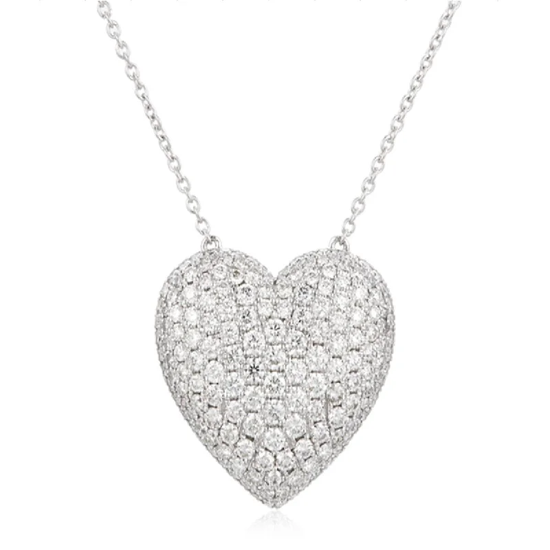 dainty birthstone ring for women WHITE GOLD HEART SHAPED PENDANT NECKLACE WITH DIAMOND PAVE, 1.98 CT TW dainty birthstone ring for women WHITE GOLD HEART SHAPED PENDANT NECKLACE WITH DIAMOND PAVE, 1.98 CT TW