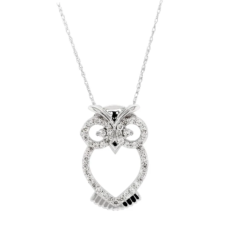 classic diamond hoop earrings WHITE GOLD OWL PENDANT NECKLACE WITH 43 DIAMONDS, 1/4 CT TW classic diamond hoop earrings WHITE GOLD OWL PENDANT NECKLACE WITH 43 DIAMONDS, 1/4 CT TW