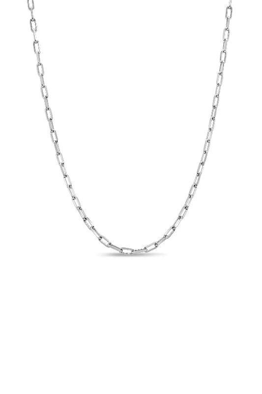 oval blue sapphire ring White Gold Paperclip Necklace