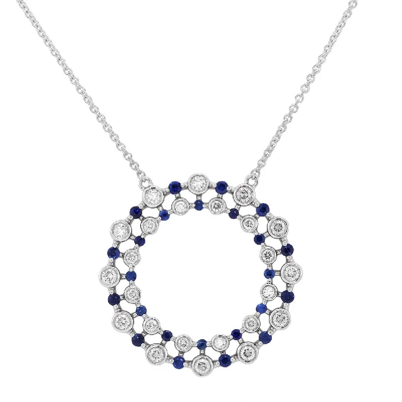 black and gold wedding band WHITE GOLD SAPPHIRE AND DIAMOND CIRCLE PENDANT, .54 CT TW black and gold wedding band WHITE GOLD SAPPHIRE AND DIAMOND CIRCLE PENDANT, .54 CT TW