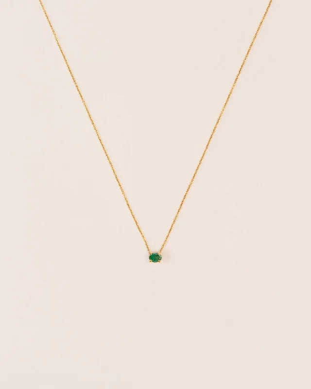 gold heart-shaped pendant necklace 18K Gold Necklace w. Emerald
