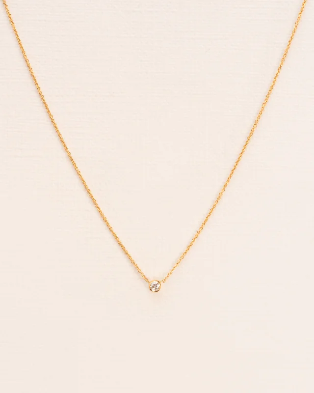 personalized family tree necklace 18K Gold Necklace w. White Diamond